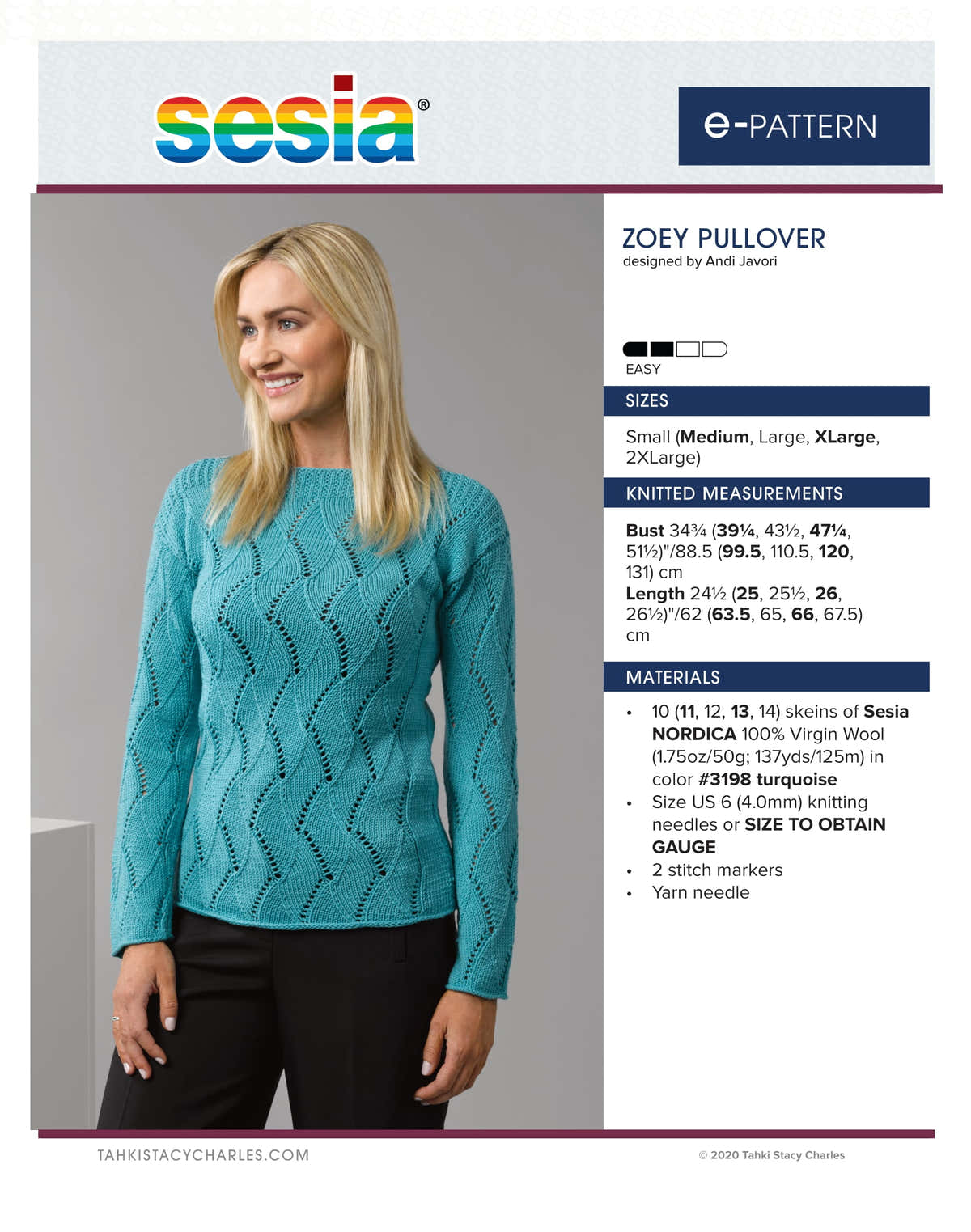 Sesia Zoey Pullover Jumper Knitting Pattern