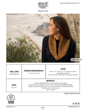 AMANO Paulina Cowl Knitting Pattern