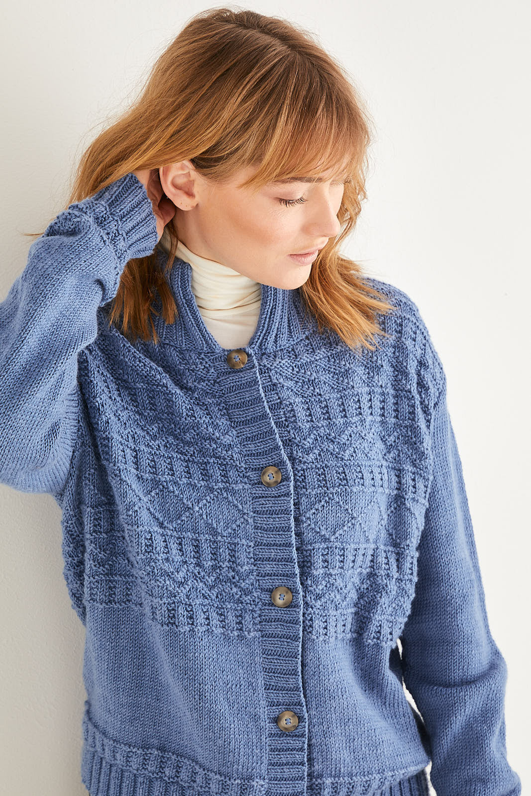 Sirdar High Neck Cardigan Knitting Pattern