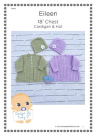 Eileen Cardigan & Beanie Hat 18 inch chest 0-6 mths