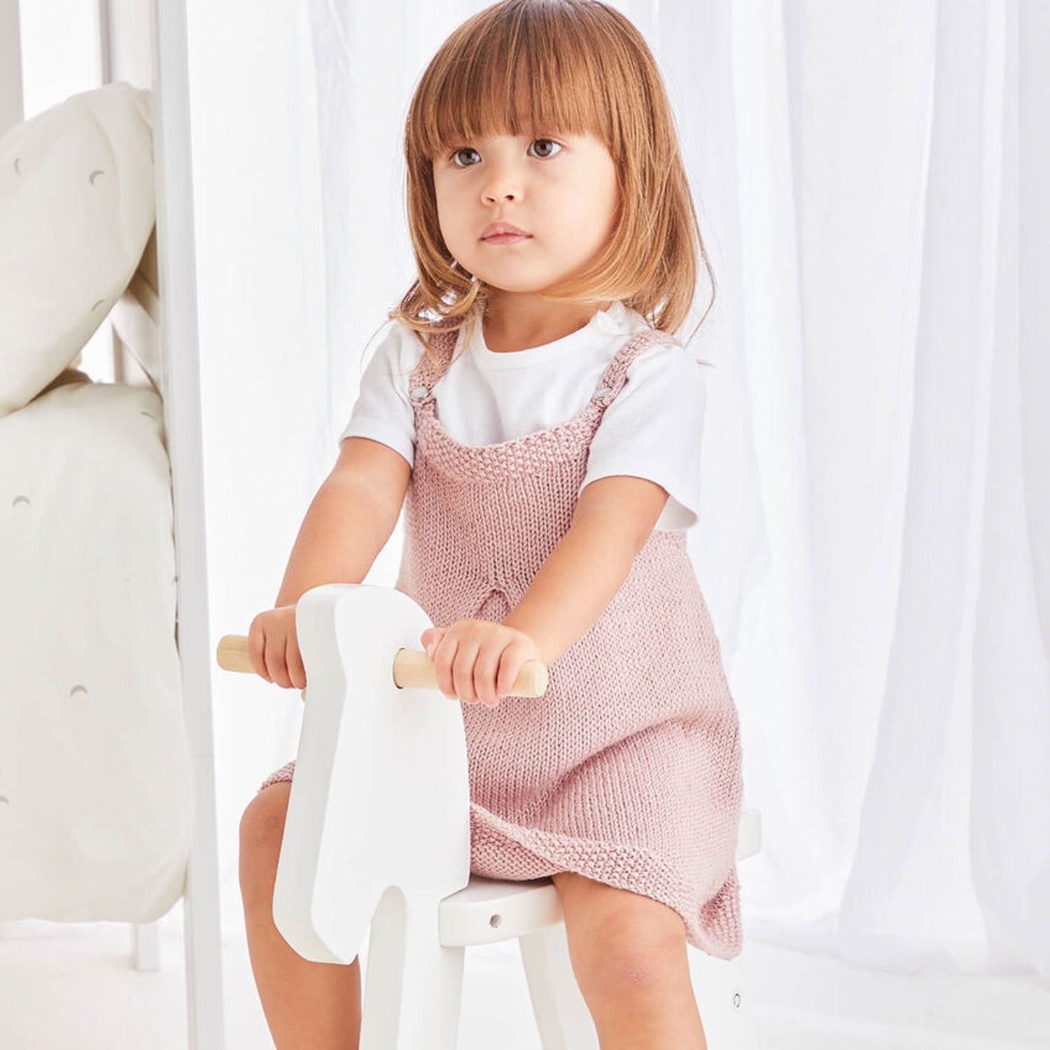 Sirdar Darted Baby Pinafore Dress Knitting Pattern