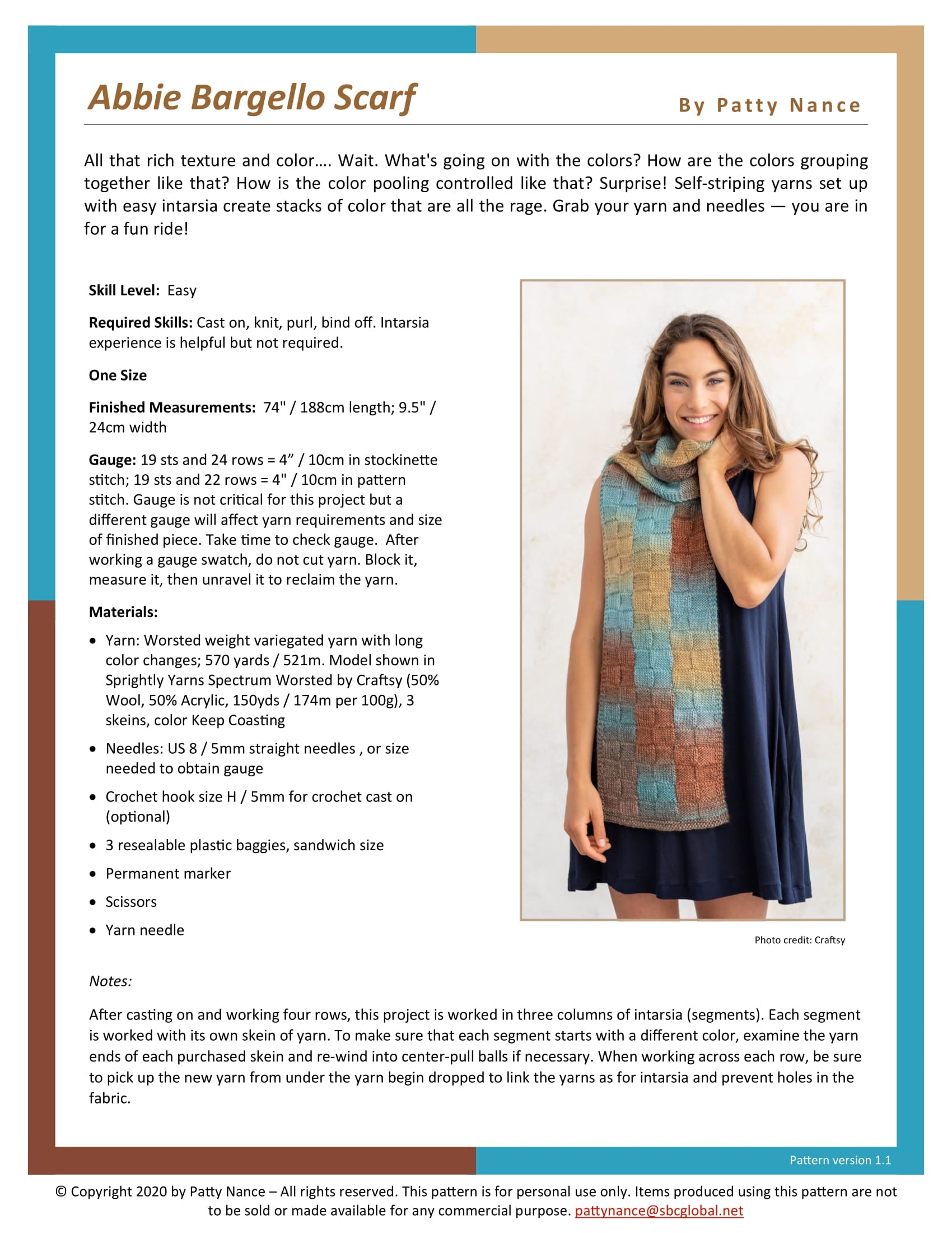 Patty's Knits Abbie Bargello Scarf Knitting Pattern