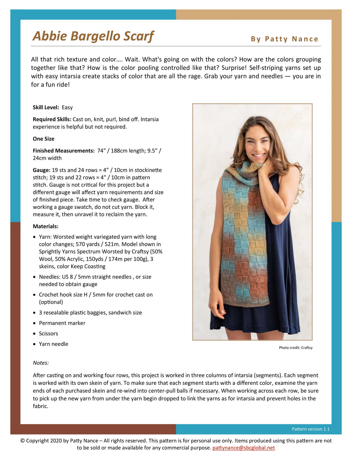 Patty's Knits Abbie Bargello Scarf Knitting Pattern