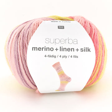 Rico Design Superba Merino + Linen + Silk Yarn - Merino Wool 4 Ply