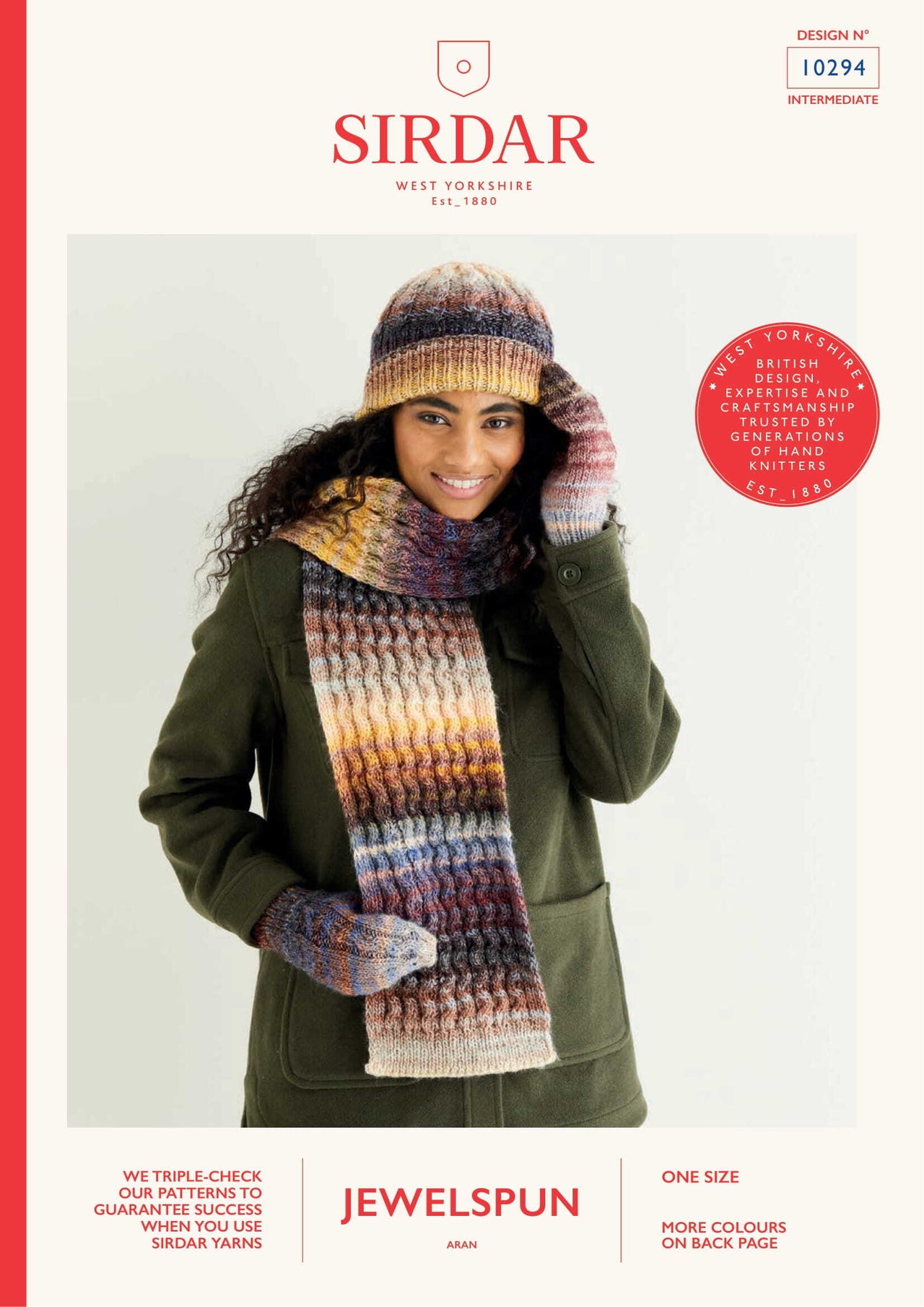 Sirdar 10294 Serpent Cable Hat, Scarf & Mitts in Jewelspun PDF