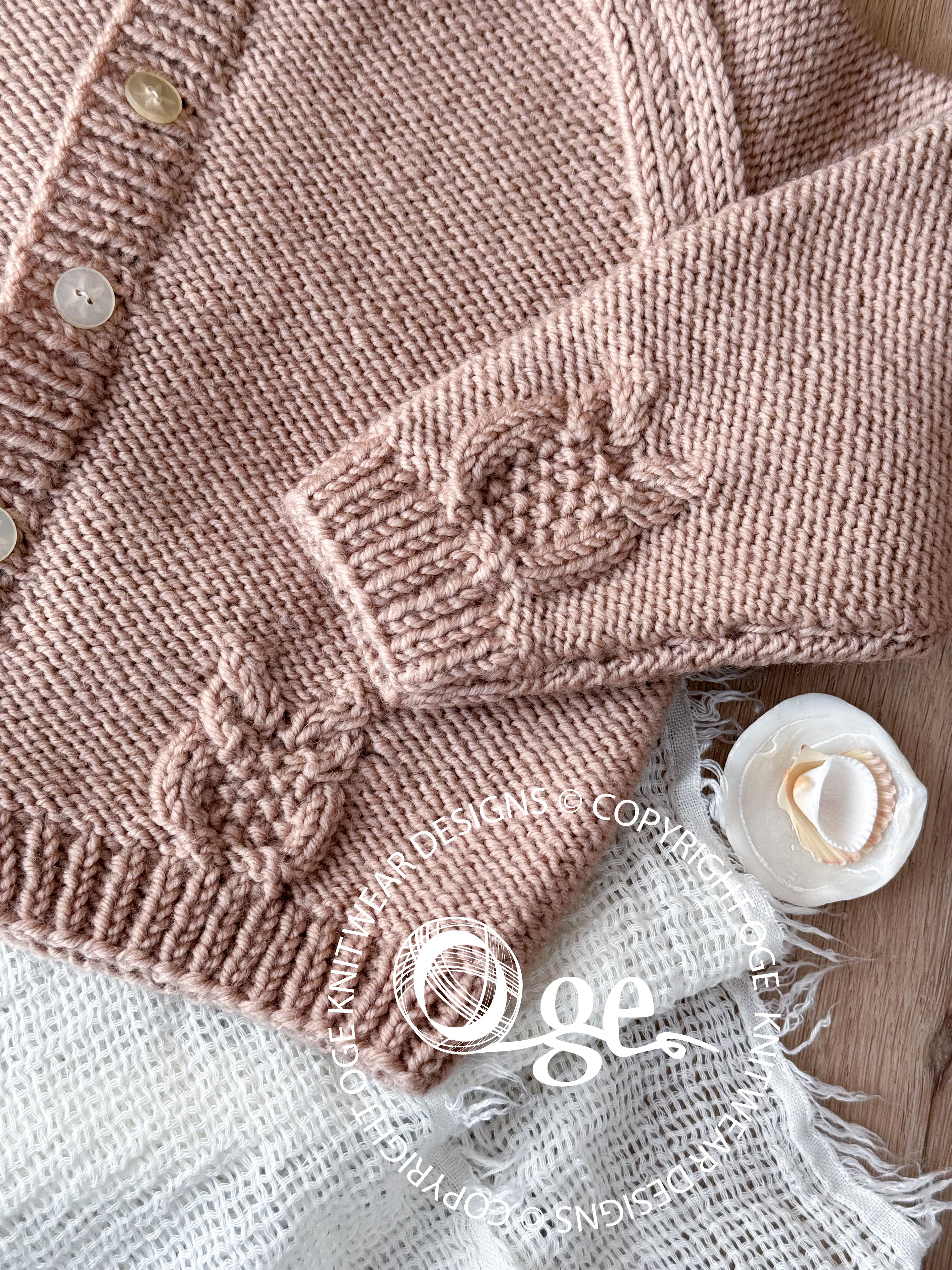 Round neck raglan sleeve cardi with cabled owls - P079
