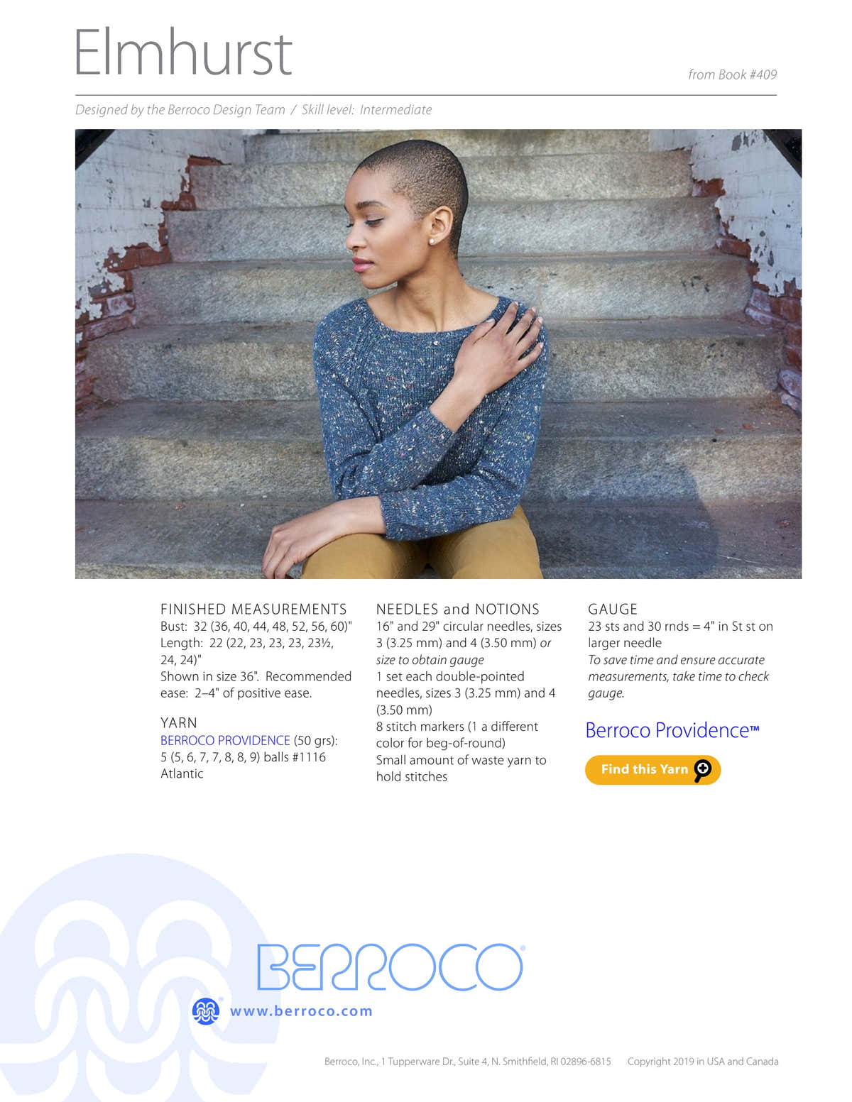Berroco Elmhurst Jumper Knitting Pattern