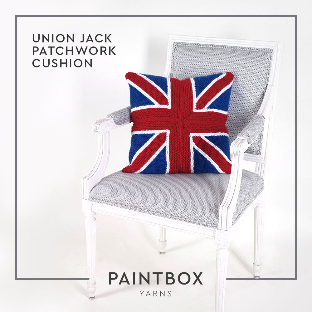 Paintbox Yarns Union Jack Patchwork Cushion Knitting Pattern