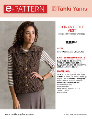Tahki Yarns Conan Doyle Vest Knitting Pattern