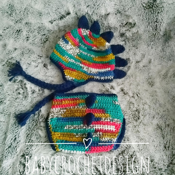 Dinosaur diaper / nappy cover and hat set