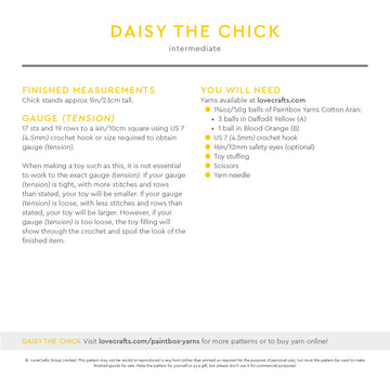 Paintbox Yarns Daisy The Chick Crochet Pattern