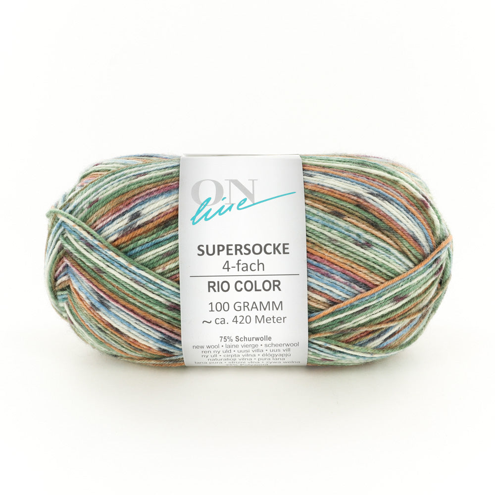 OnLine Supersocke 355 Style - 4-Ply - Rio - Color Yarn - Superwash Wool