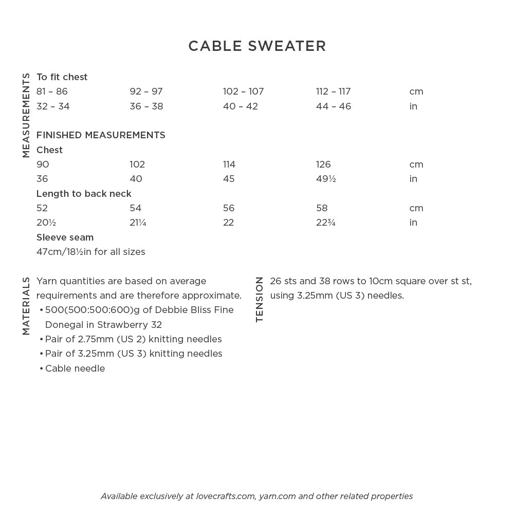 Debbie Bliss Cabled Sweater Knitting Pattern