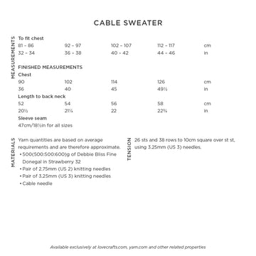 Debbie Bliss Cabled Sweater Knitting Pattern
