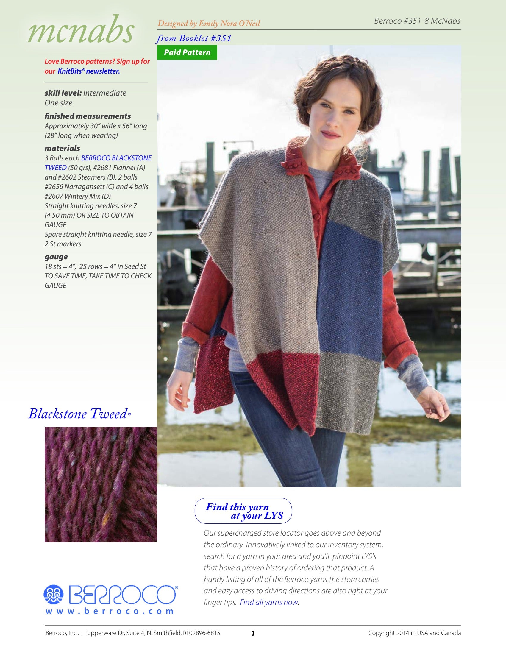 Berroco McNabs Wrap Knitting Pattern