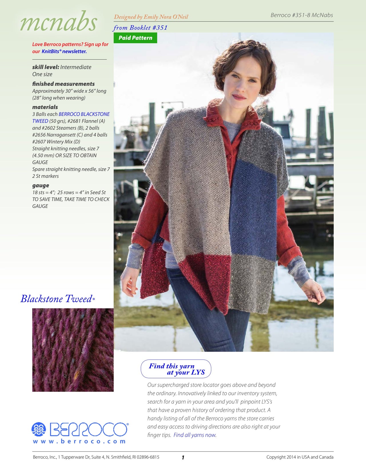Berroco McNabs Wrap Knitting Pattern