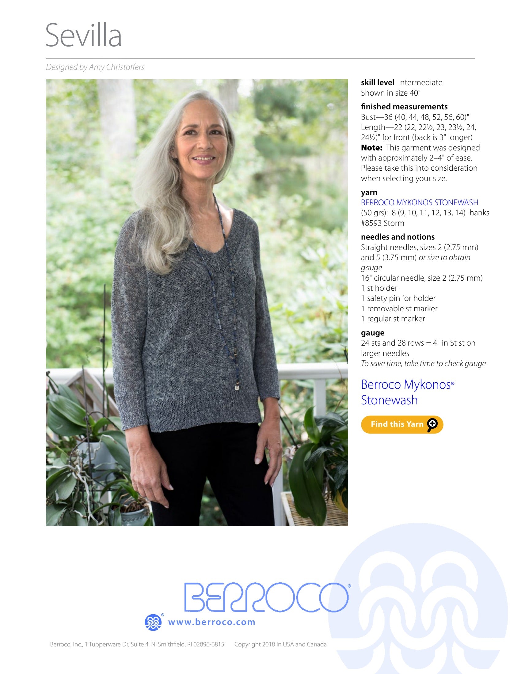Berroco Sevilla Jumper Knitting Pattern