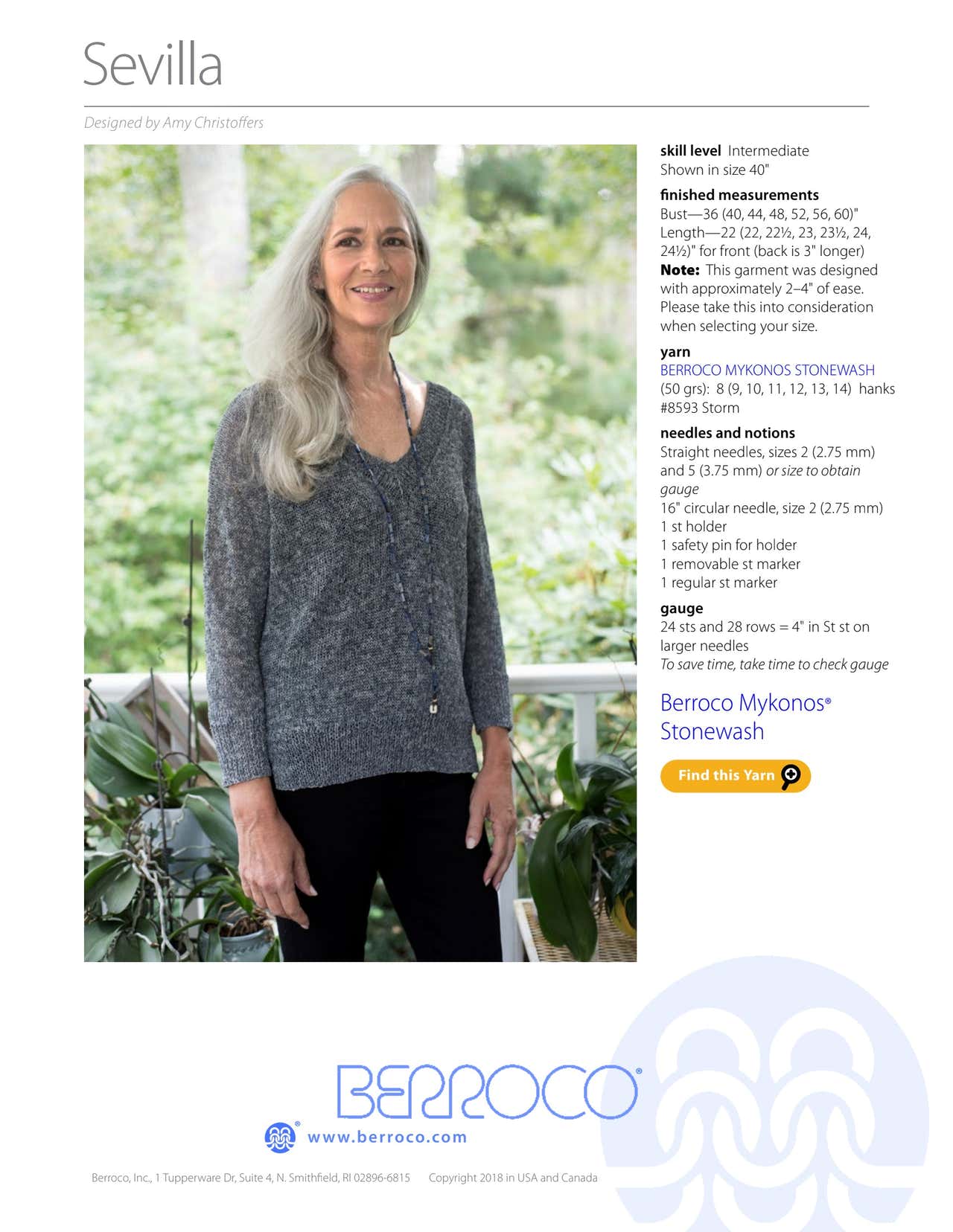 Berroco Sevilla Jumper Knitting Pattern