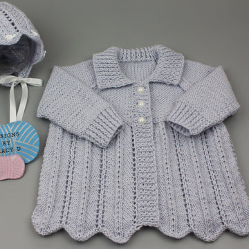 Lyra baby matinee coat knitting pattern 0-3mths & 3-6mths
