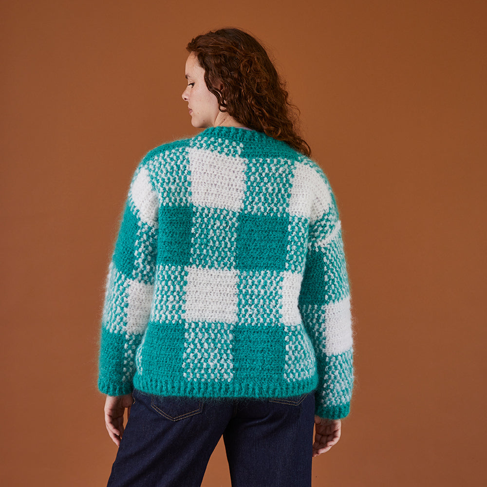 Debbie Bliss Peppermint Plaid Cardigan Crochet Pattern