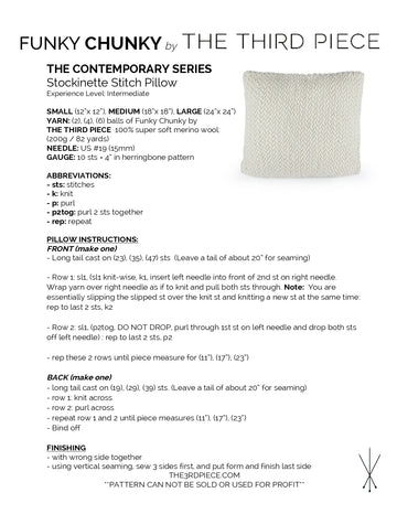 Third Piece The Herringbone Pillow Homeware Knitting Pattern