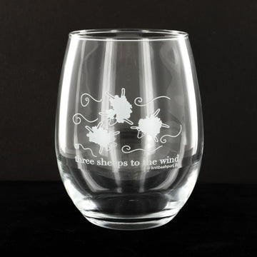 Knit Baah Purl Stemless Wine Glass - Three Sheeps To The Wind