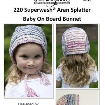 Splatter Baby On Board Bonnet in Cascade Yarns 220 Superwash Aran - Free