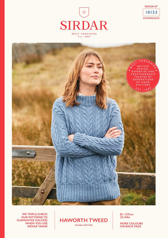 Sirdar All Over Cable Drop Sleeve Sweater Knitting Pattern