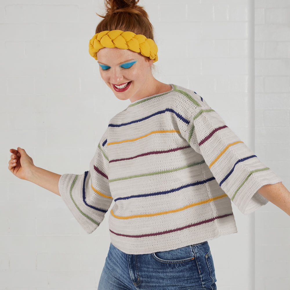 Paintbox Yarns Rainbow Boat Neck Top Crochet Pattern