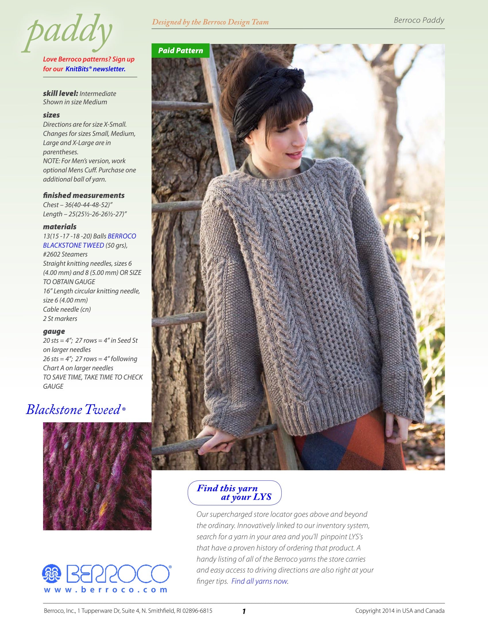 Berroco Paddy Jumper Knitting Pattern