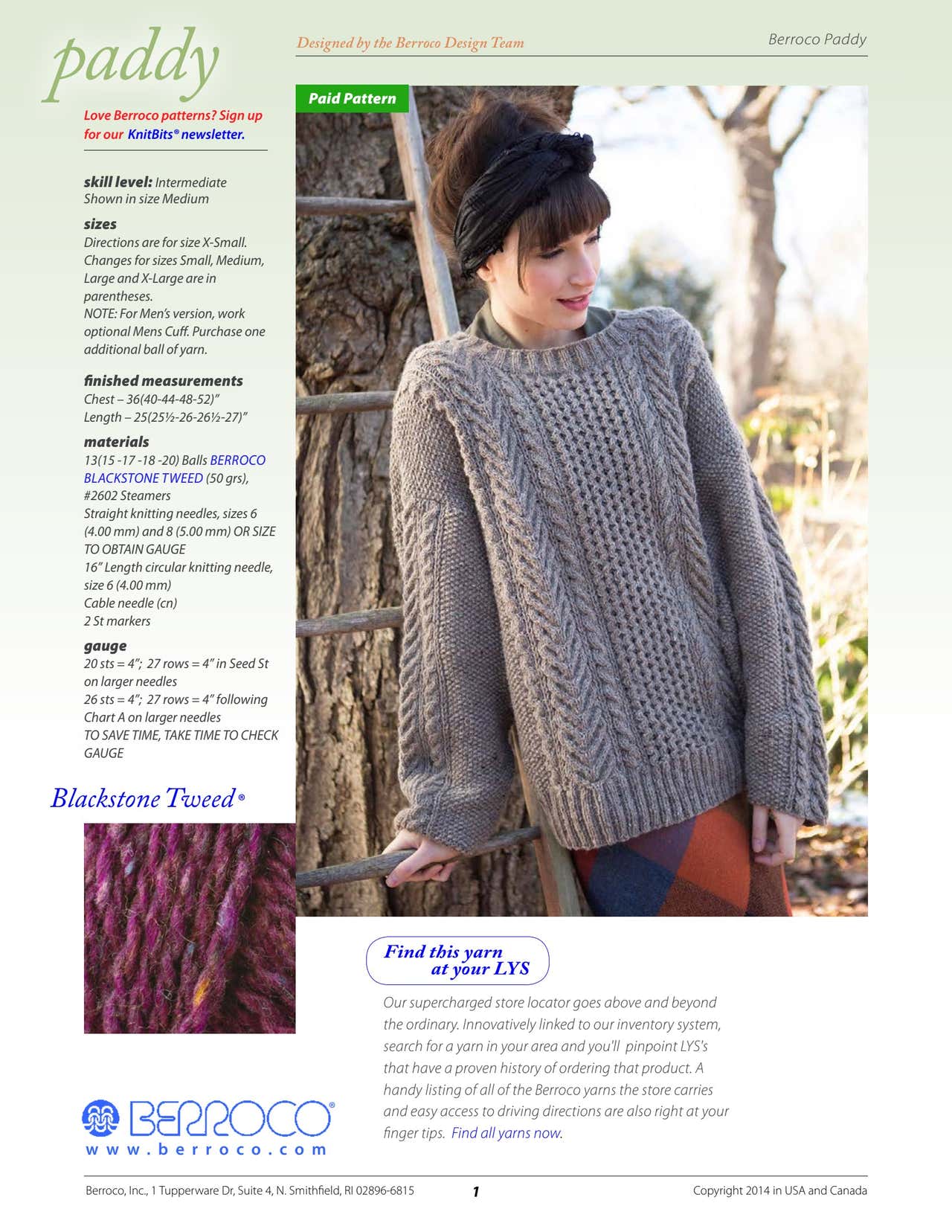 Berroco Paddy Jumper Knitting Pattern