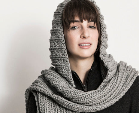 Blue Sky Fibers Breezy Point Hood Scarf Knitting Pattern