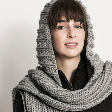 Blue Sky Fibers Breezy Point Hood Scarf Knitting Pattern