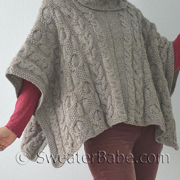 #163 Cable Love Cowl Neck Poncho
