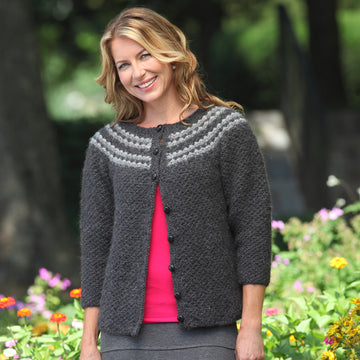 Valley Yarns Rose Tweed Cardigan Knitting Pattern