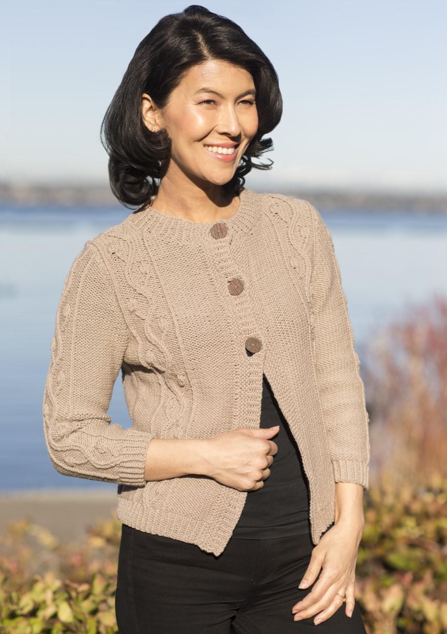 Cascade Yarns W Budded Vine Cardigan Knitting Pattern