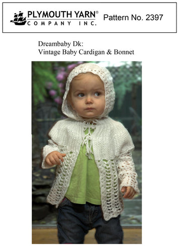 Vintage Baby Cardigan & Bonnet in Plymouth Yarn Dreambaby DK - 2397 - PDF