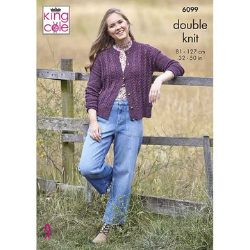 Sweater and Cardigan Knitted in King Cole Homespun DK - P6099 - Leaflet