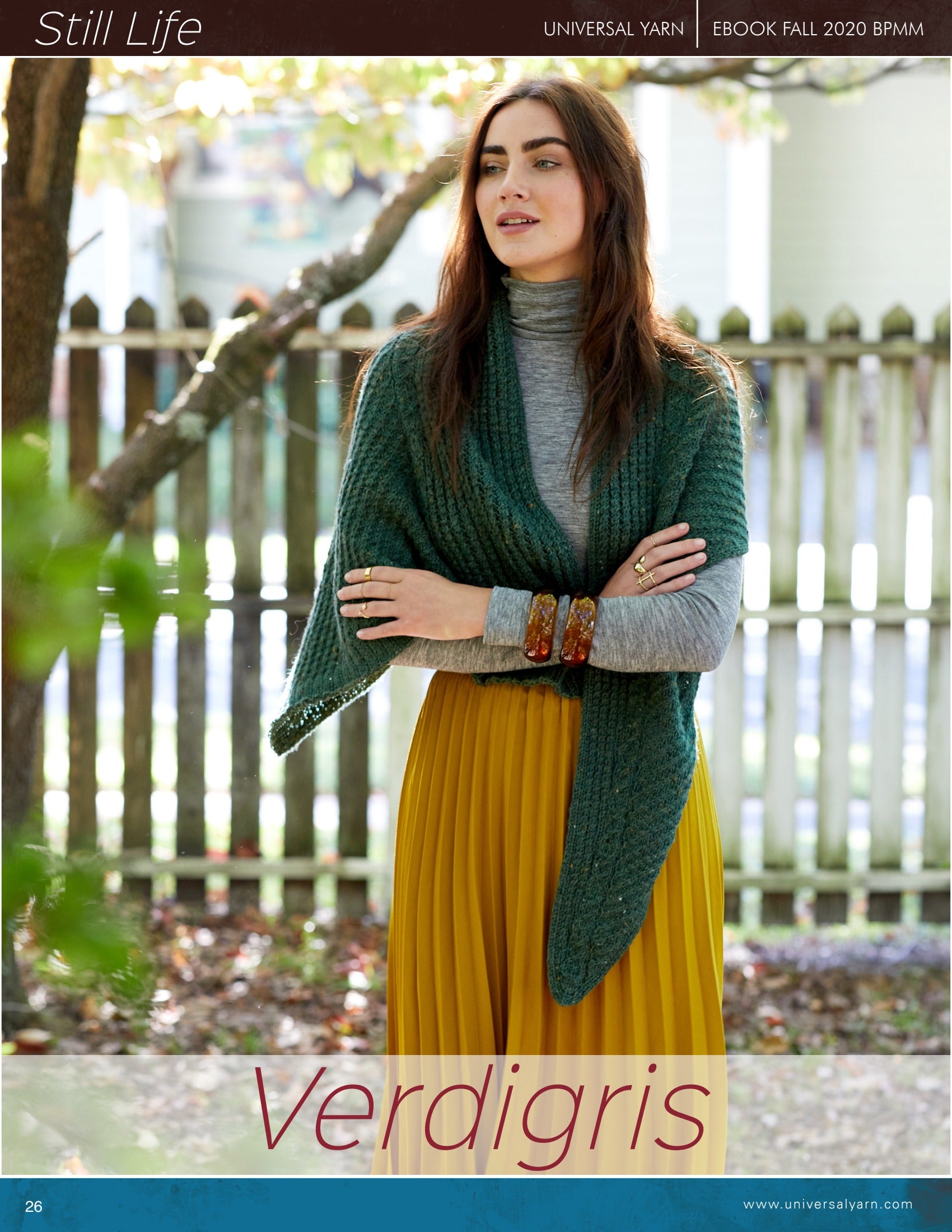 Universal Yarn Verdigris Wrap Knitting Pattern