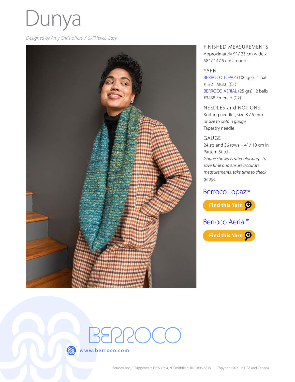 Berroco Dunya Cowl Knitting Pattern