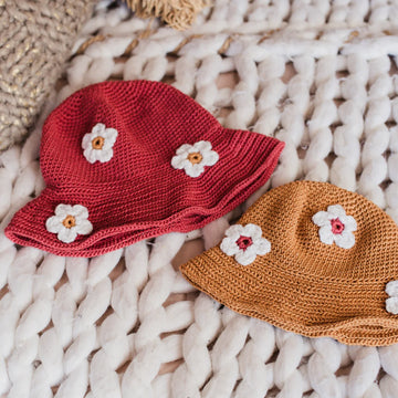 Bucket Hat With Flowers in Lion Brand 24/7 Cotton PDF