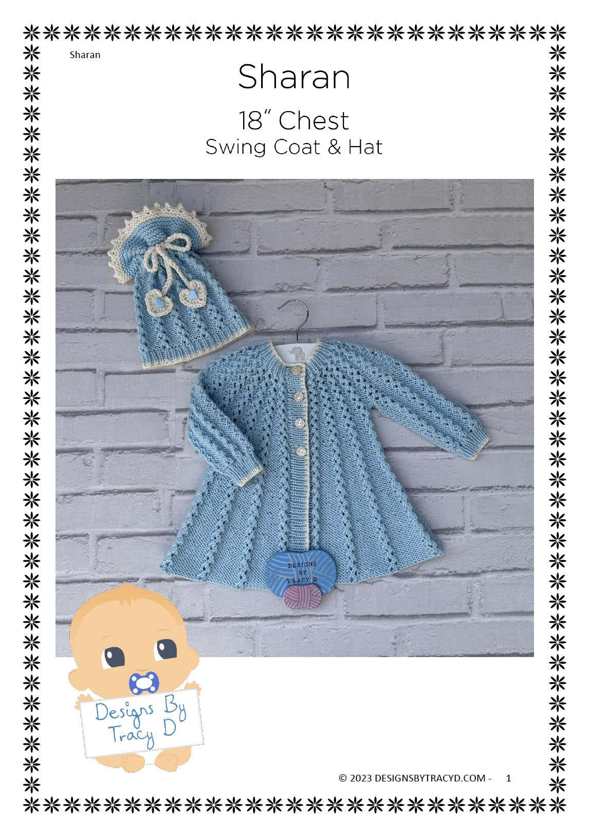 Sharan Baby Swing Coat knitting pattern, 18 inch chest 3-6mths