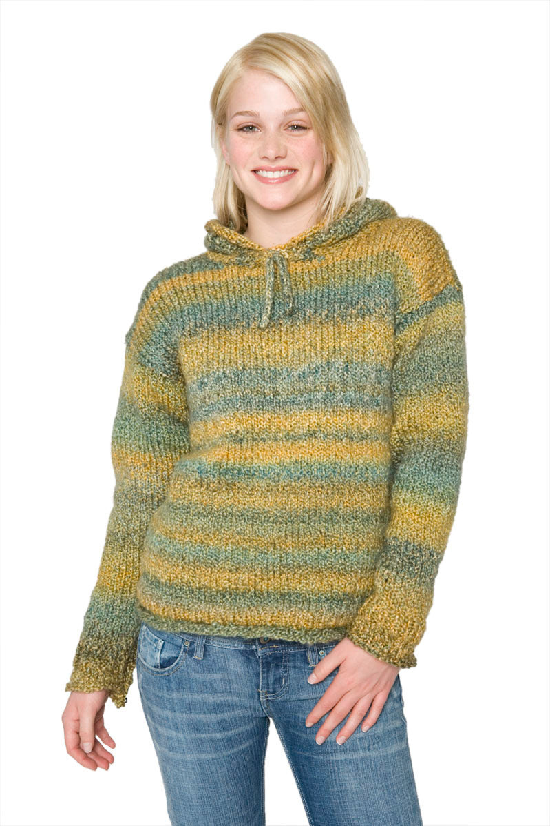 Hooded Knitted Sweater in Lion Brand Homespun - 60129AD PDF
