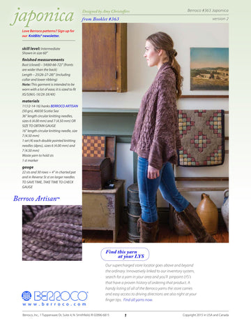 Berroco Japonica Cardigan Knitting Pattern