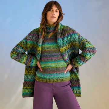 Sirdar Kelp Sleeve Sweater & Scarf Knitting Pattern