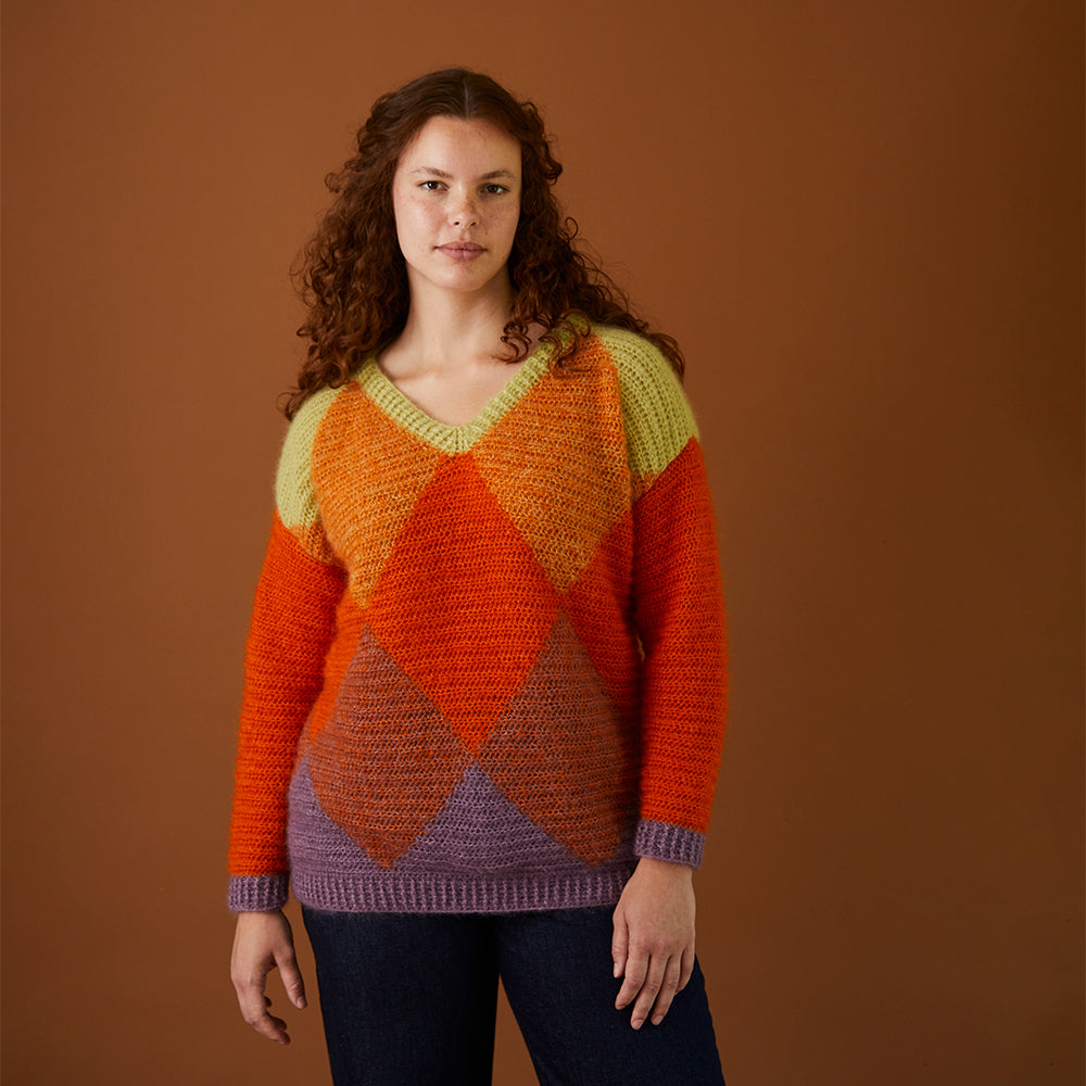 Debbie Bliss Diamond Argyle Sweater Crochet Pattern