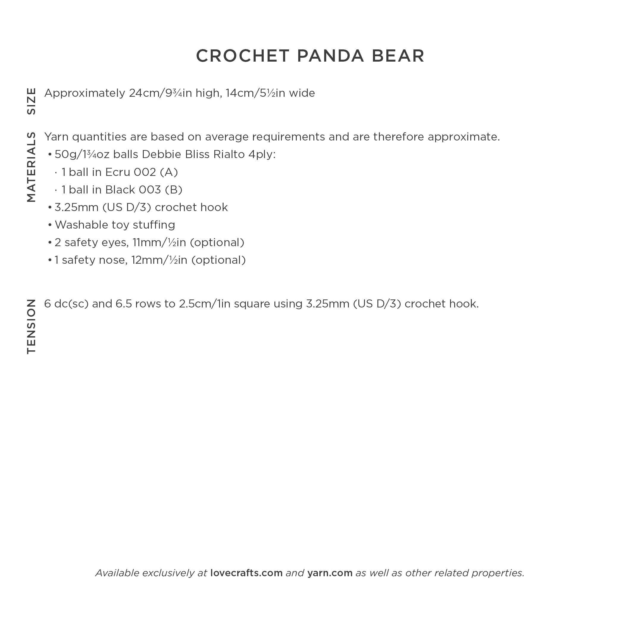 Debbie Bliss Crochet Panda Bear Pattern