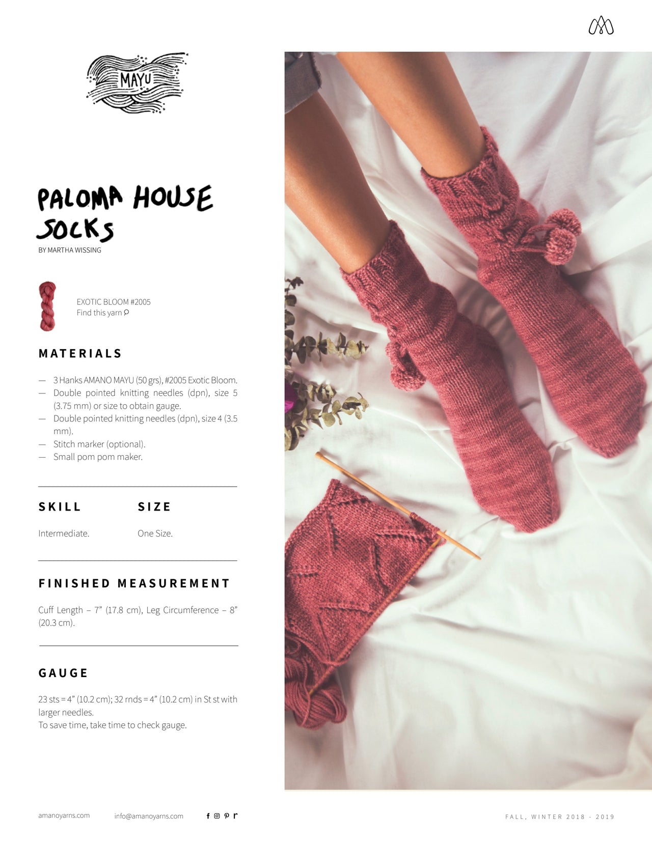 AMANO Paloma House Socks Knitting Pattern