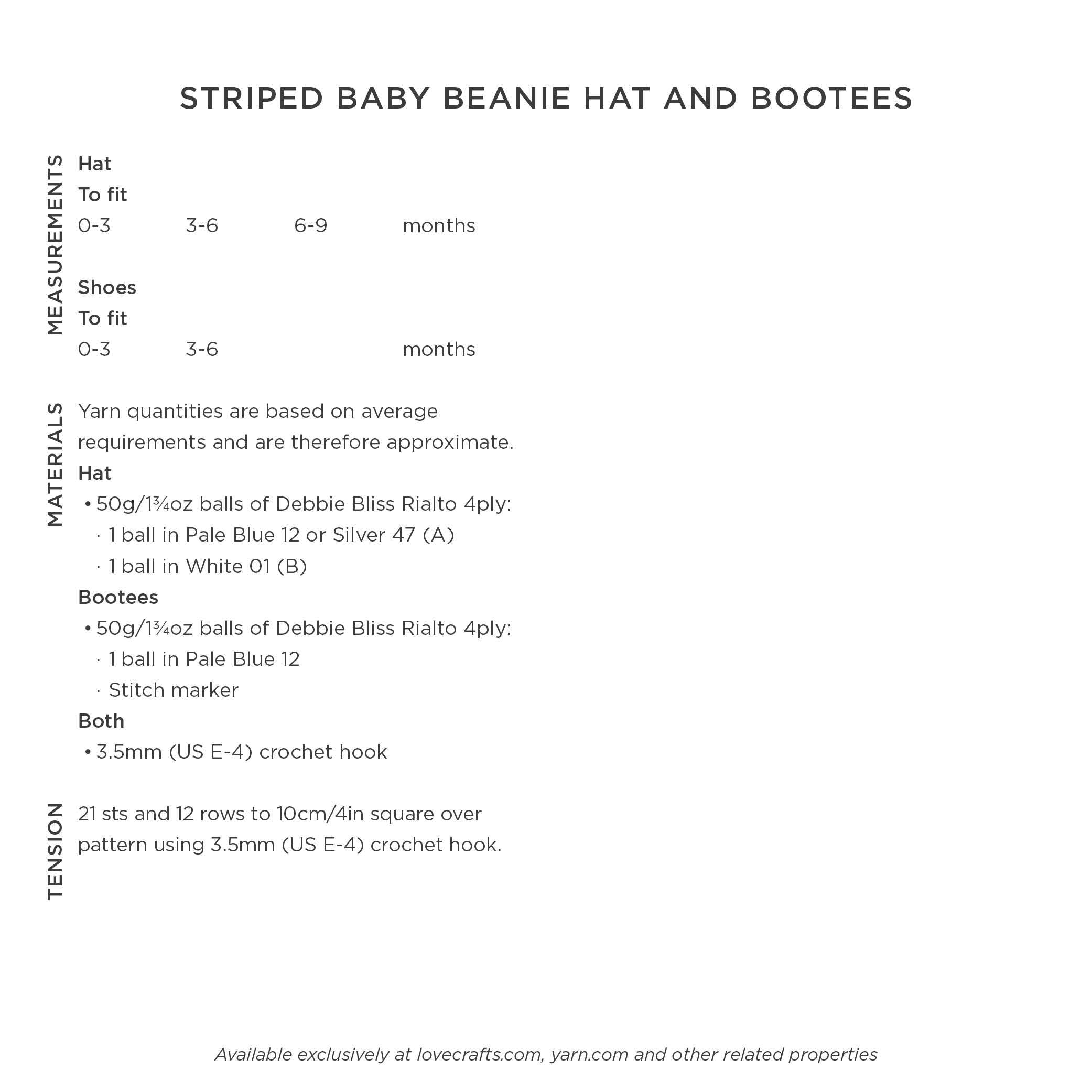Debbie Bliss Striped Baby Beanie Hat and Bootees Set Crochet Pattern
