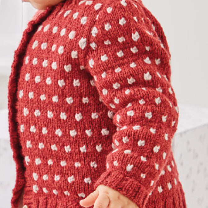 Sirdar Dotted V-Neck or Round Neck Cardigan in Snuggly Heirloom